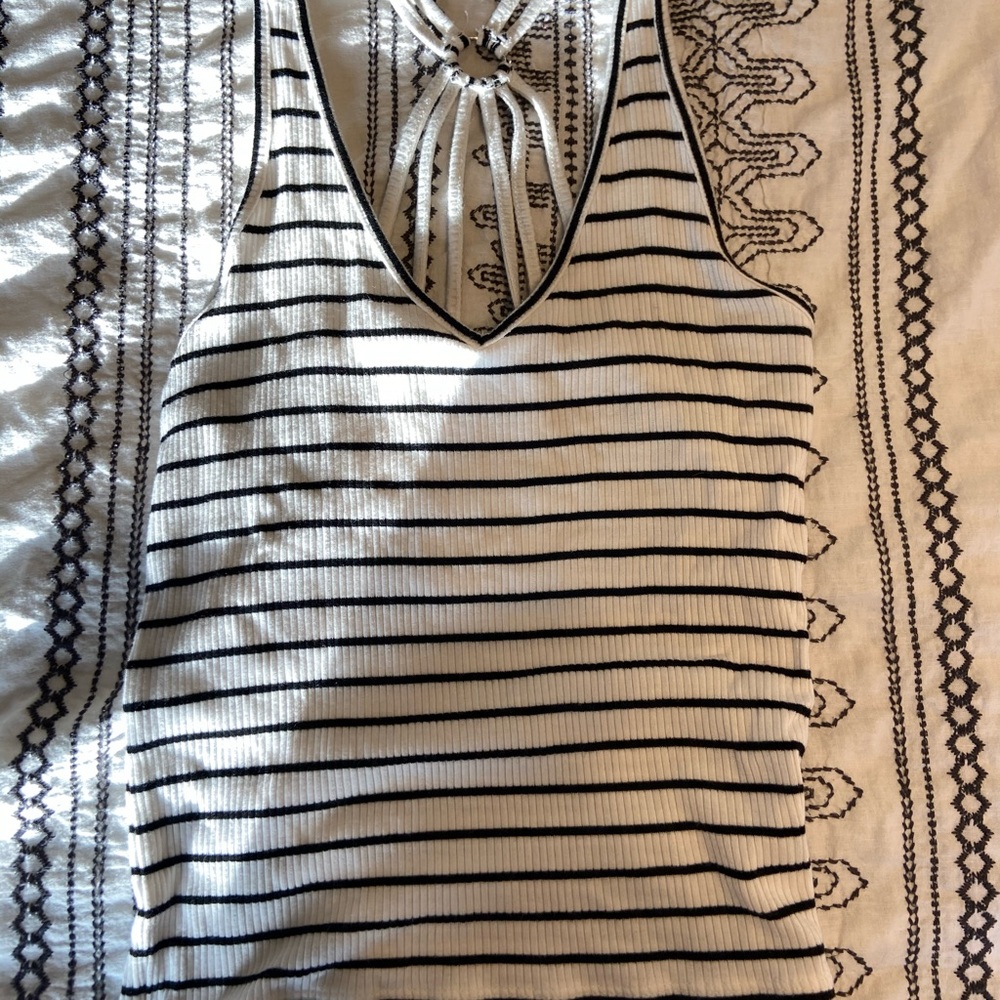 White Tank w/ Black Strips